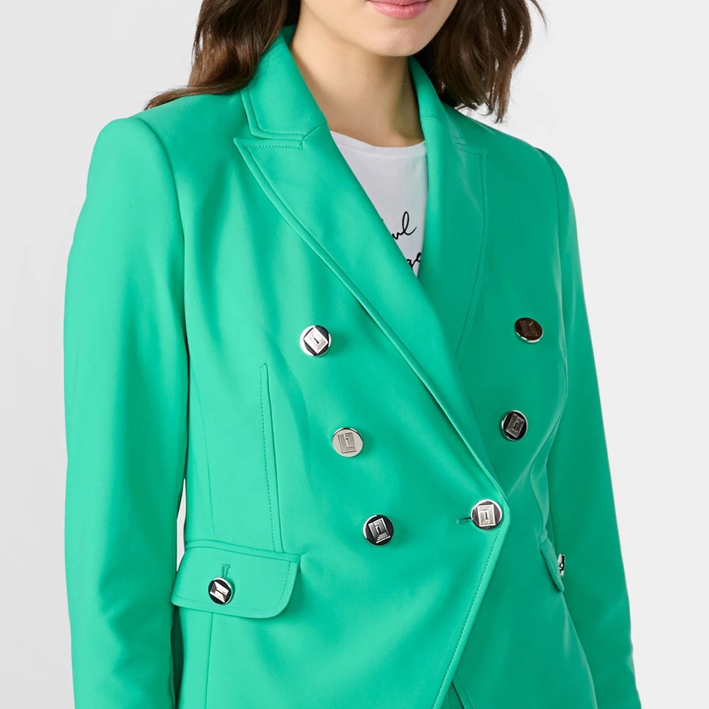 *NEW * Karl Lagerfeld Women's Green Double-Breasted Blazer Jacket (6)